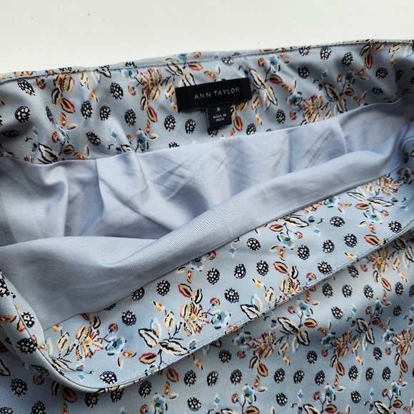 Ann Taylor Blue Brown Black Floral Print Pencil Straight Lined Skirt Pullover M - Picture 6 of 10